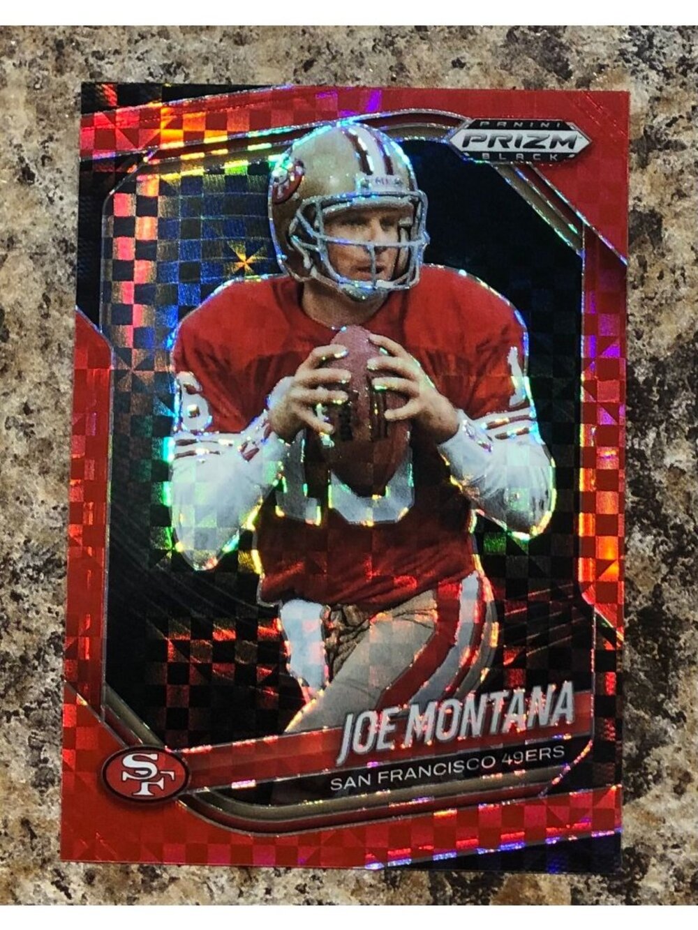 2025 Panini Prizm Black Joe Montana Red Power #/75 49ers